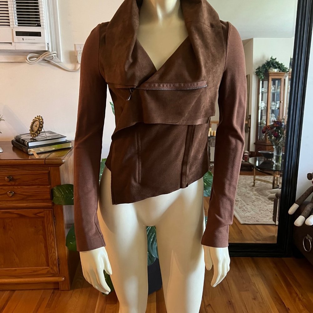 BCBG Maxazaria Brown Ana Faux Suede Jacket - Picture 3 of 10